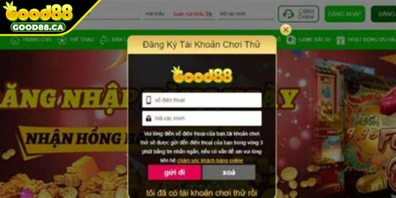 Đăng nhập GOOD88 theo hướng dẫn trên màn hình